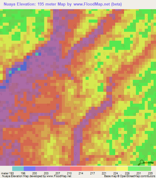 Nuaya,Peru Elevation Map