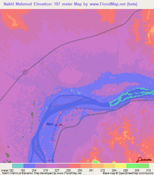 Nakhl Mahmud,Sudan Elevation Map