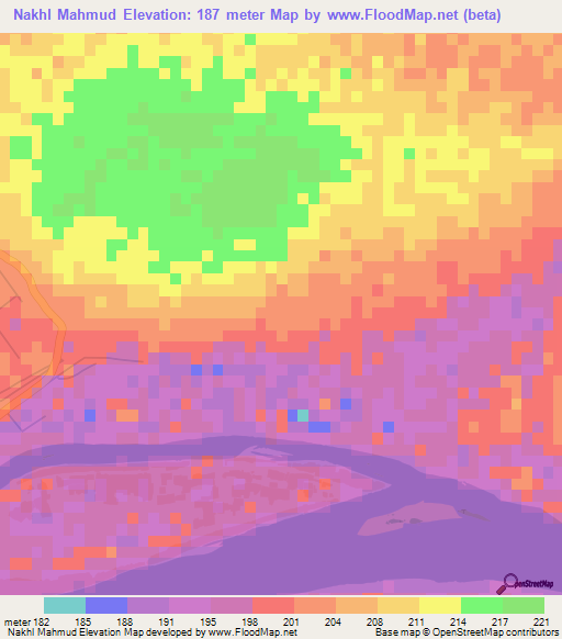 Nakhl Mahmud,Sudan Elevation Map