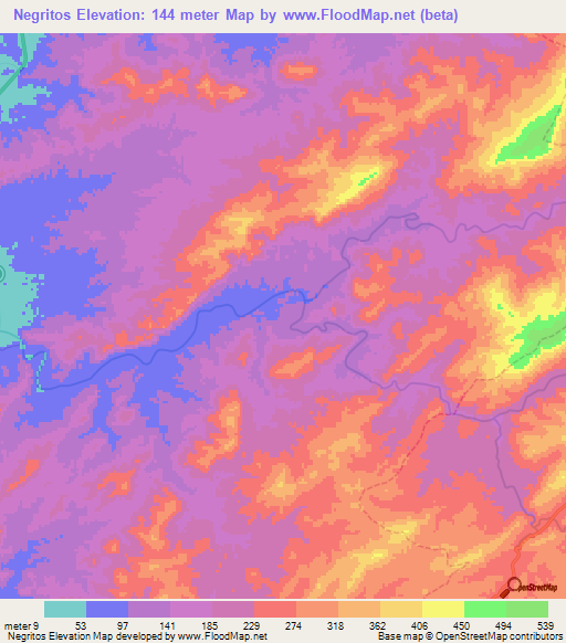 Negritos,Peru Elevation Map