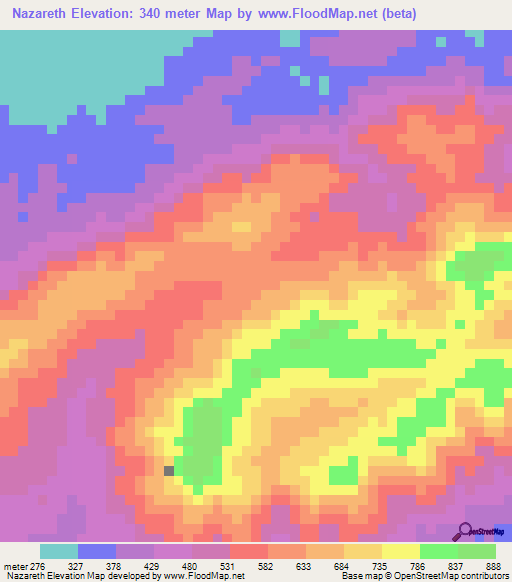 Nazareth,Peru Elevation Map