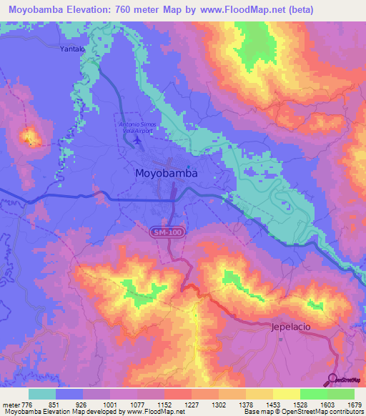 Moyobamba,Peru Elevation Map