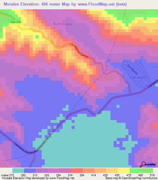 Morales,Peru Elevation Map