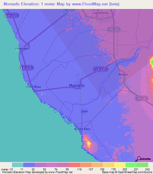 Monsefu,Peru Elevation Map