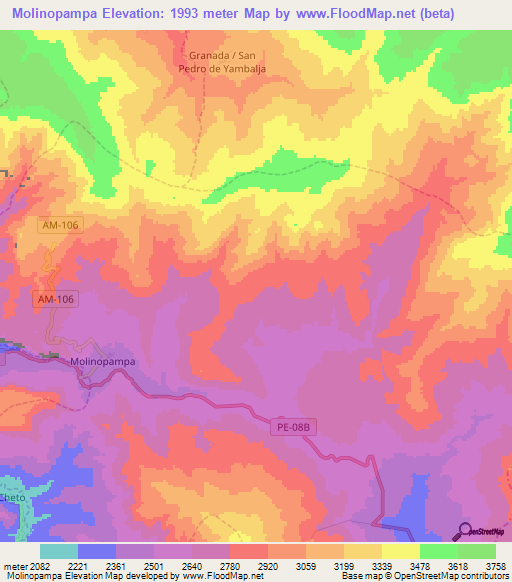 Molinopampa,Peru Elevation Map
