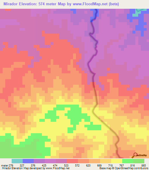 Mirador,Peru Elevation Map