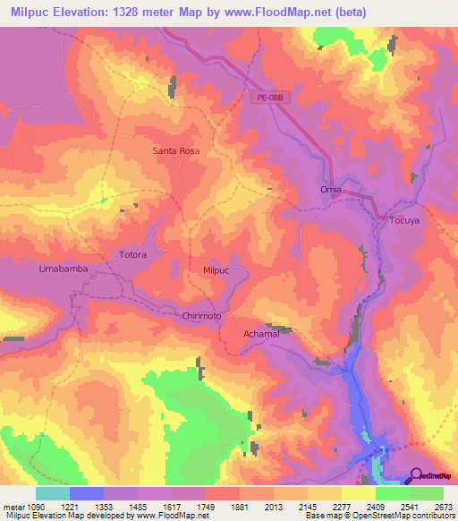 Milpuc,Peru Elevation Map