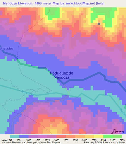 Mendoza,Peru Elevation Map