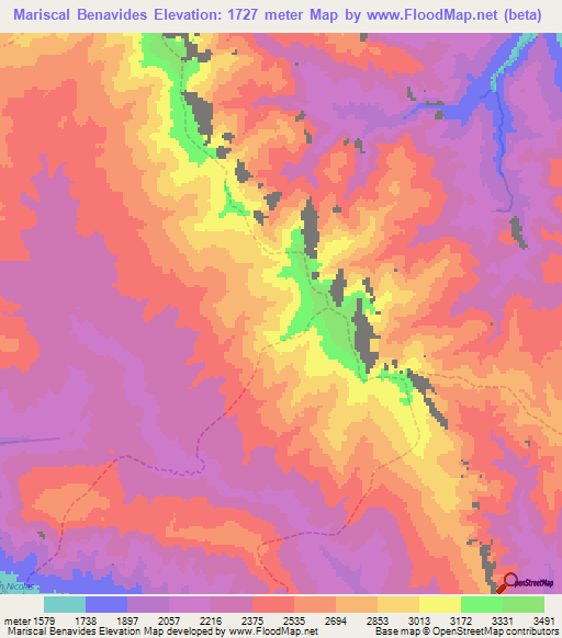 Mariscal Benavides,Peru Elevation Map