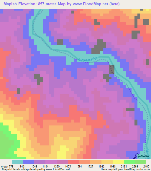 Mapish,Peru Elevation Map