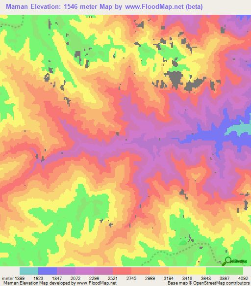 Maman,Peru Elevation Map
