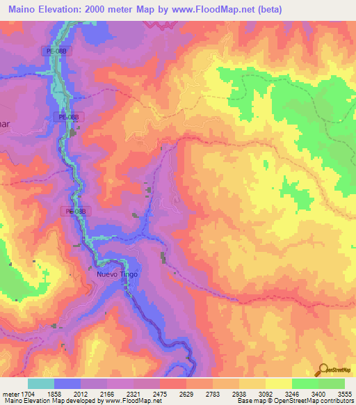 Maino,Peru Elevation Map