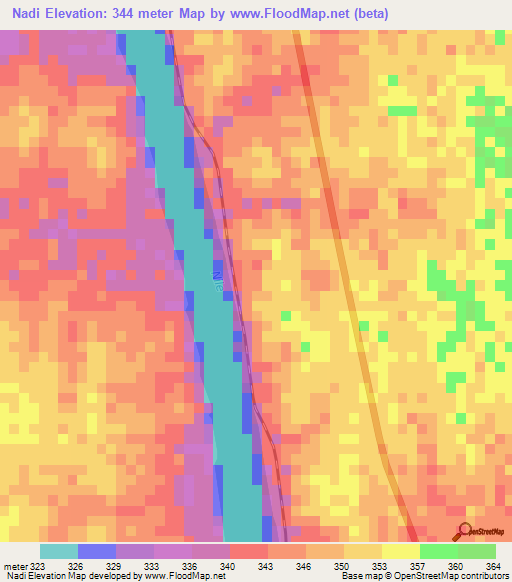 Nadi,Sudan Elevation Map