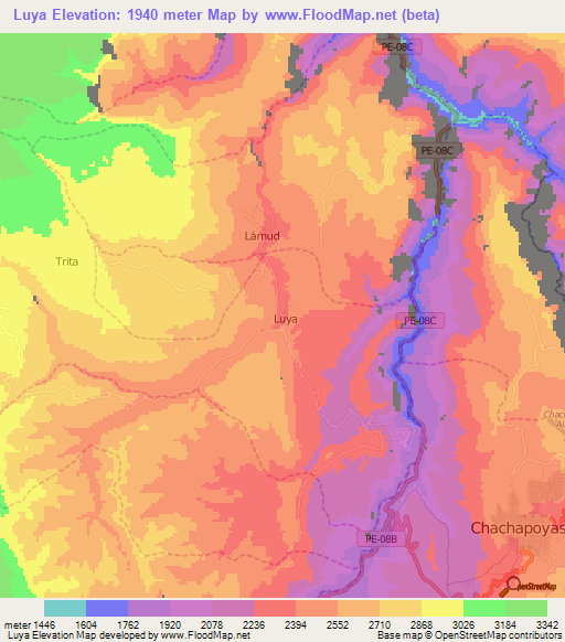 Luya,Peru Elevation Map