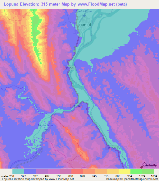 Lopuna,Peru Elevation Map