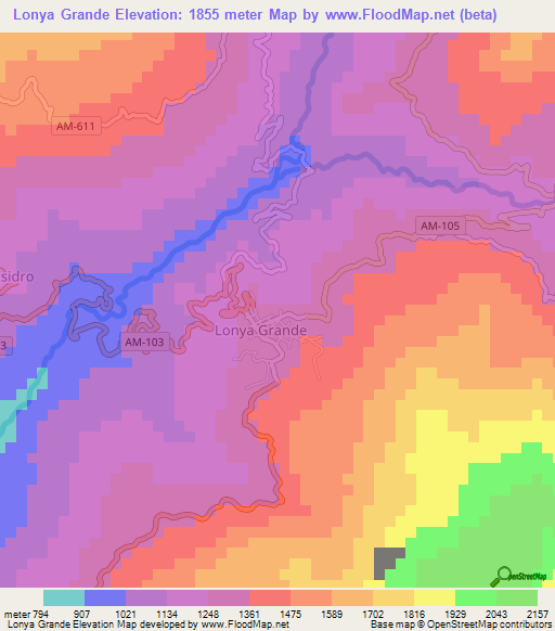Lonya Grande,Peru Elevation Map