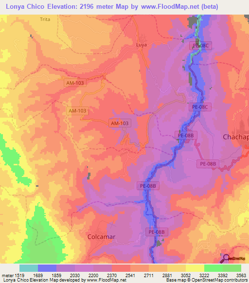 Lonya Chico,Peru Elevation Map