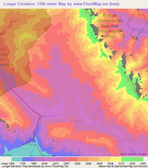 Longar,Peru Elevation Map