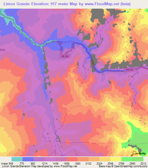Limon Grande,Peru Elevation Map