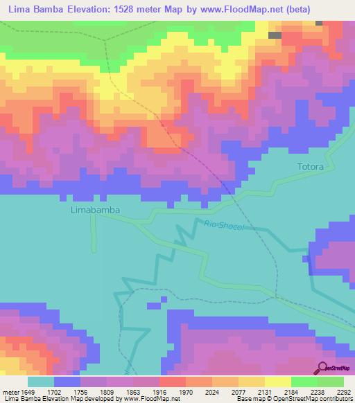 Lima Bamba,Peru Elevation Map
