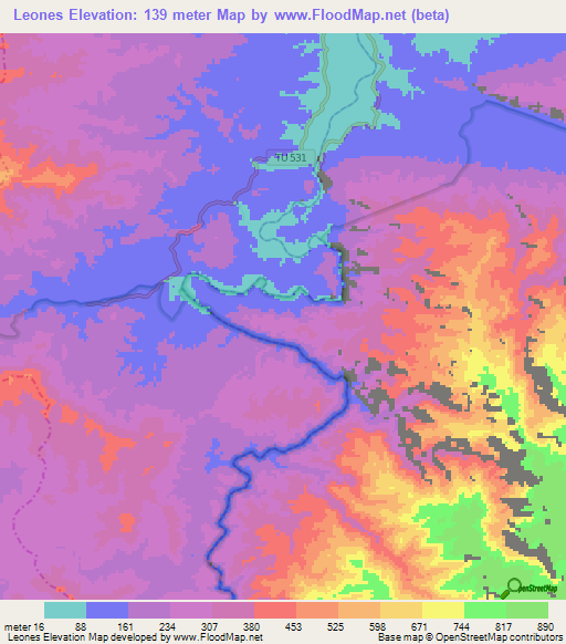 Leones,Peru Elevation Map