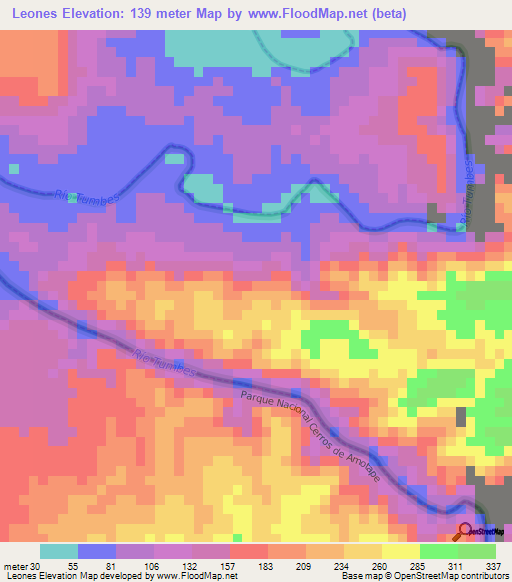 Leones,Peru Elevation Map