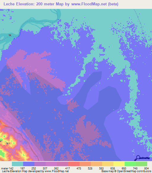 Leche,Peru Elevation Map