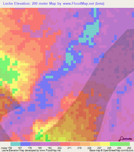 Leche,Peru Elevation Map