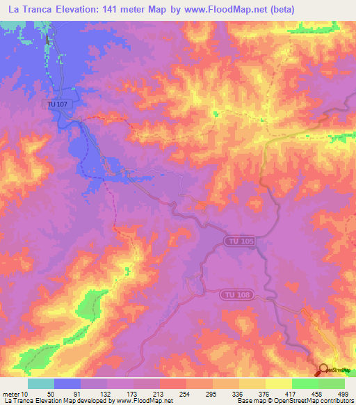 La Tranca,Peru Elevation Map