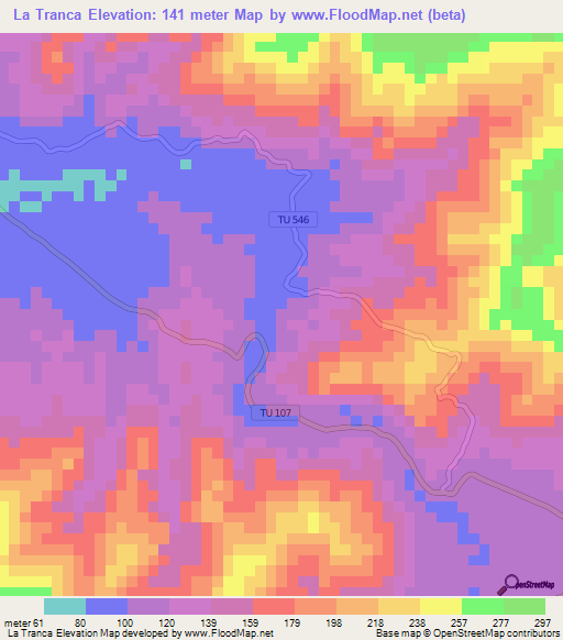 La Tranca,Peru Elevation Map