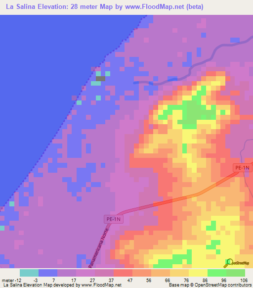 La Salina,Peru Elevation Map
