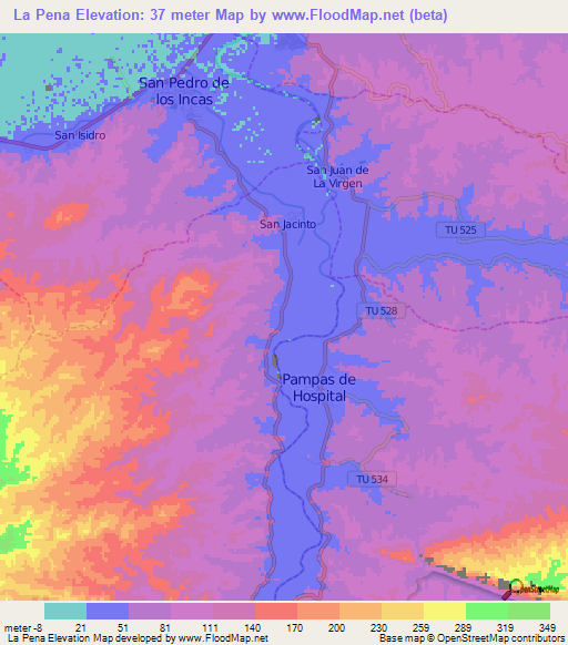 La Pena,Peru Elevation Map