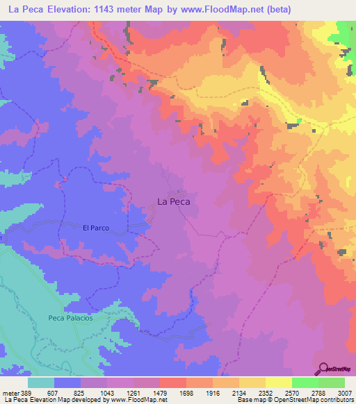 La Peca,Peru Elevation Map