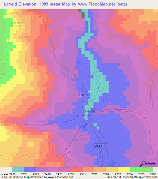 Lamud,Peru Elevation Map