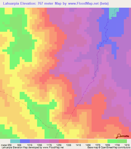 Lahuarpia,Peru Elevation Map