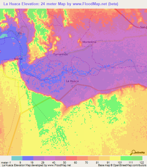 La Huaca,Peru Elevation Map
