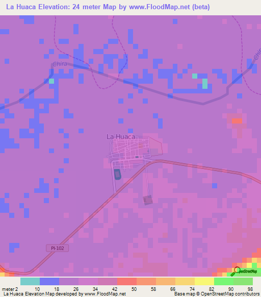 La Huaca,Peru Elevation Map