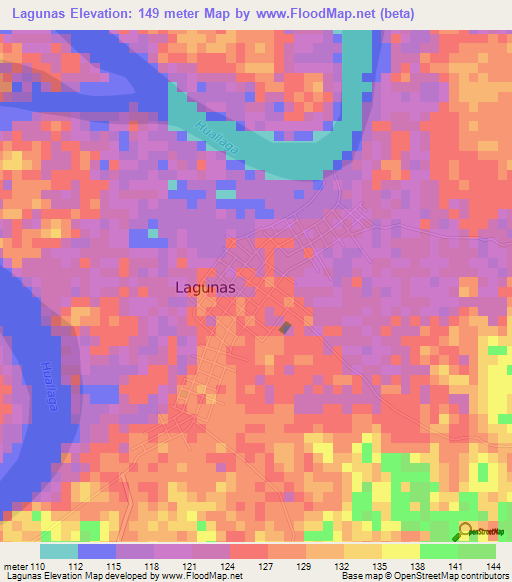 Lagunas,Peru Elevation Map