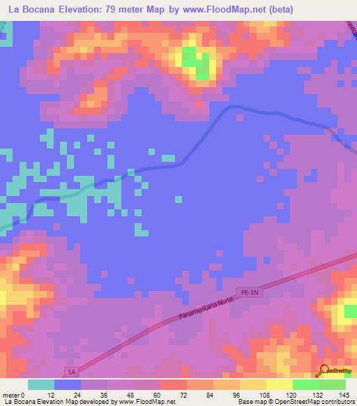 La Bocana,Peru Elevation Map