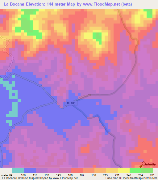 La Bocana,Peru Elevation Map