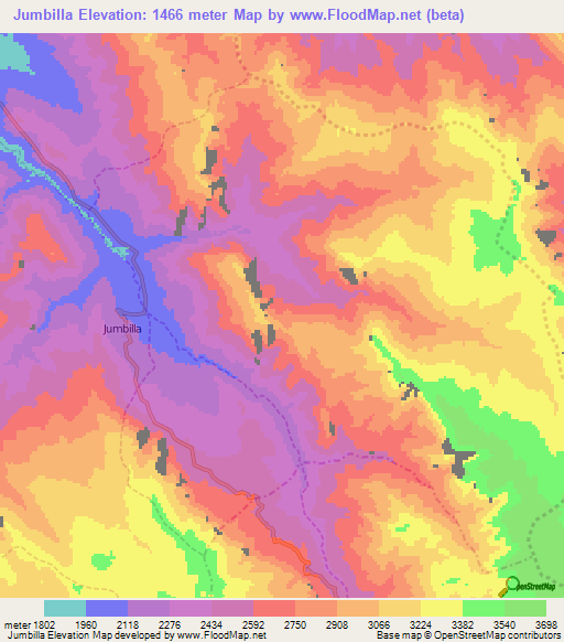 Jumbilla,Peru Elevation Map