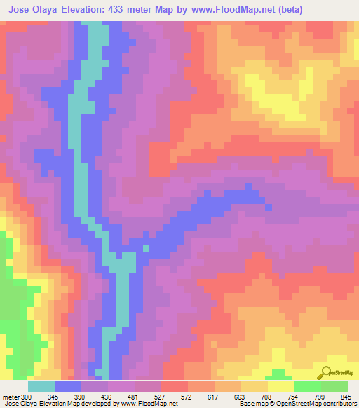 Jose Olaya,Peru Elevation Map
