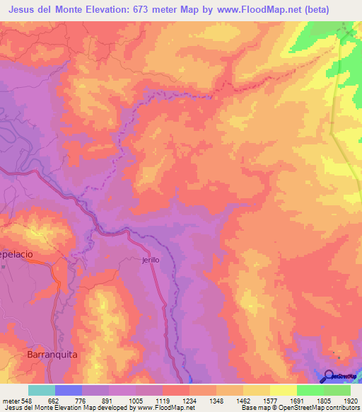 Jesus del Monte,Peru Elevation Map