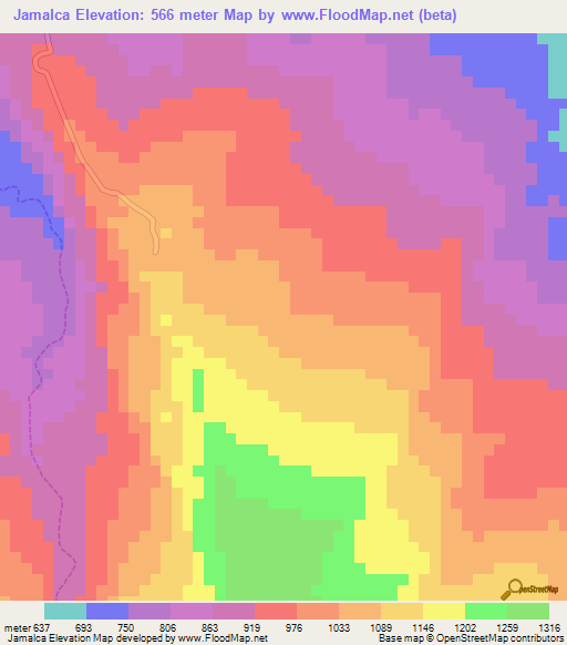 Jamalca,Peru Elevation Map