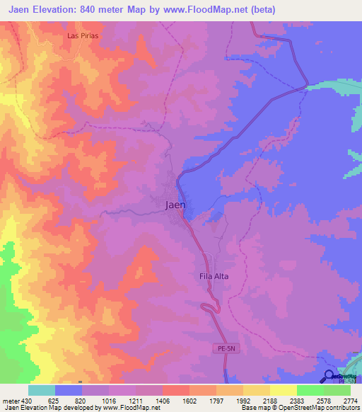 Jaen,Peru Elevation Map