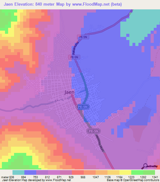 Jaen,Peru Elevation Map
