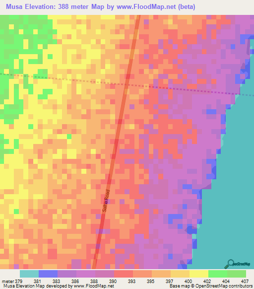Musa,Sudan Elevation Map
