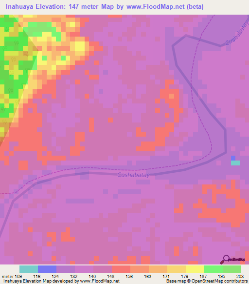 Inahuaya,Peru Elevation Map