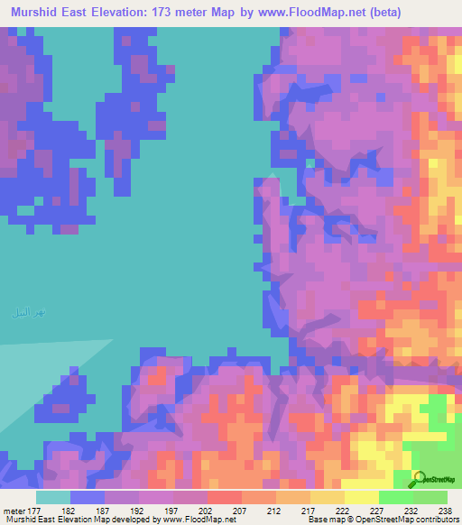 Murshid East,Sudan Elevation Map