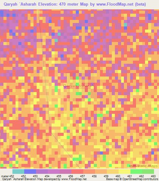 Qaryah `Asharah,Sudan Elevation Map